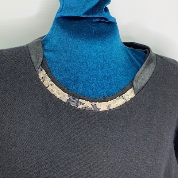 D Exterior Italy Sweater Small Black Leather Lace Detail Pullover - Picture 4 of 9